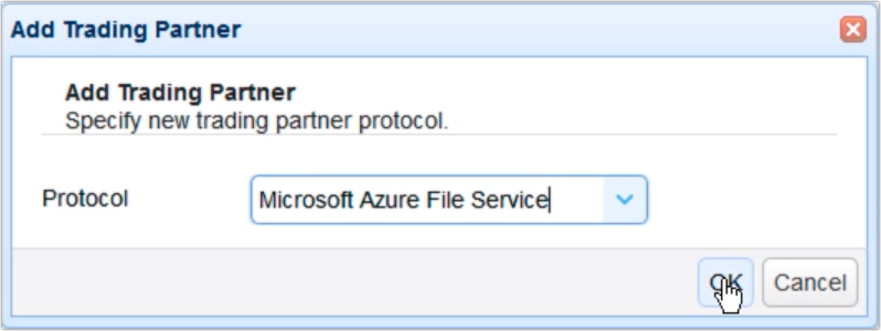 copy data from azure to s3 - add trading partner azure file service