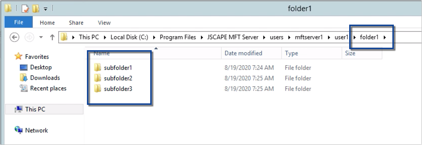 remote subdirectories in sftp server